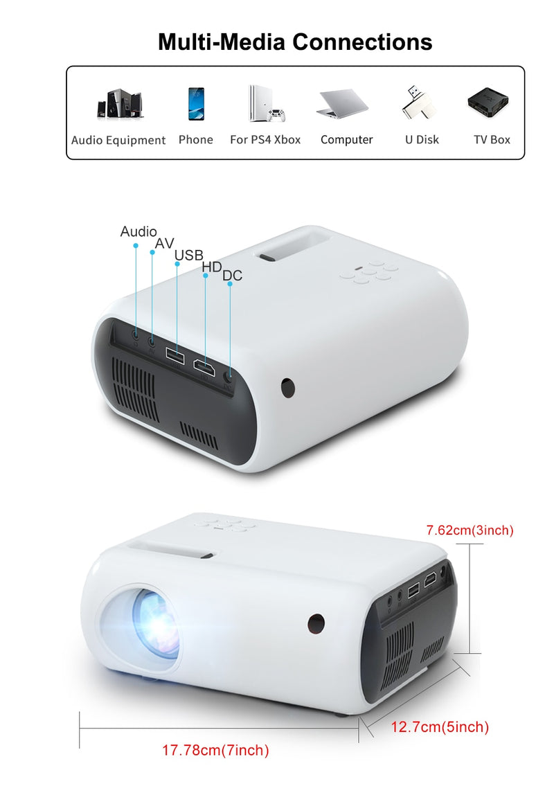 ThundeaL 2800Lumen Mini Projektor Tragbarer Projektor für Video 1080P LED Proyector Heimkino Smart Kinder Beamer Kindergeschenk