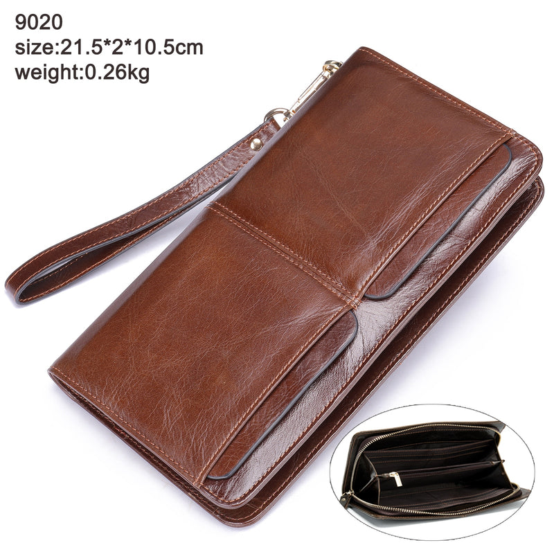 Cartera WESTAL para hombre, bolso de mano de cuero genuino, cartera para hombre, cartera de cuero para tarjetas de crédito, carteras para teléfono, monederos para pasaporte