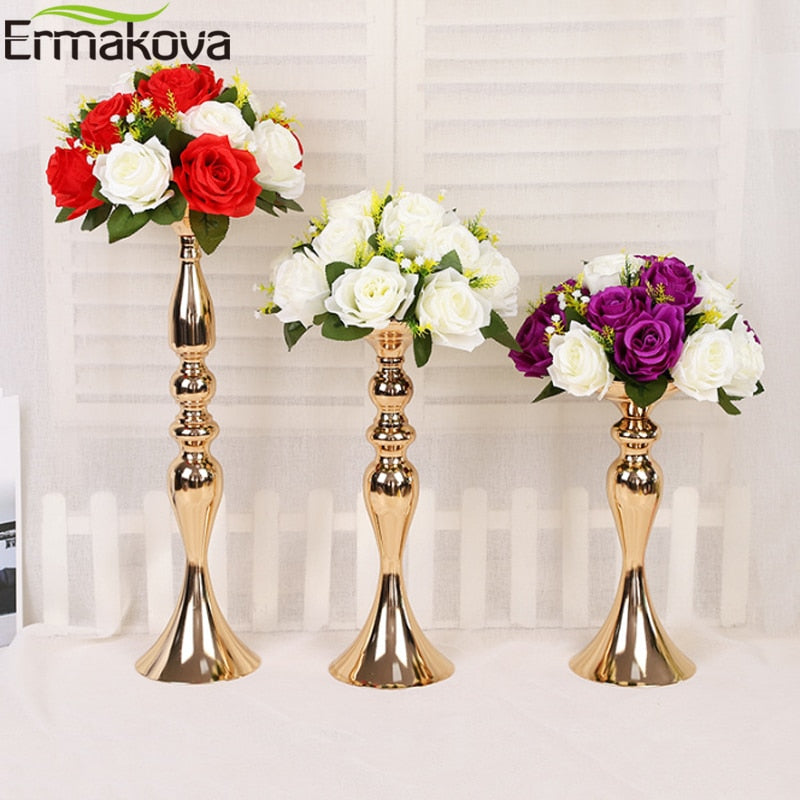 ERMAKOVA Candle Holders Stand Column Candlestick Event Road Lead Flower Vase Rack Table Wedding Centerpieces Party Dinner Decor