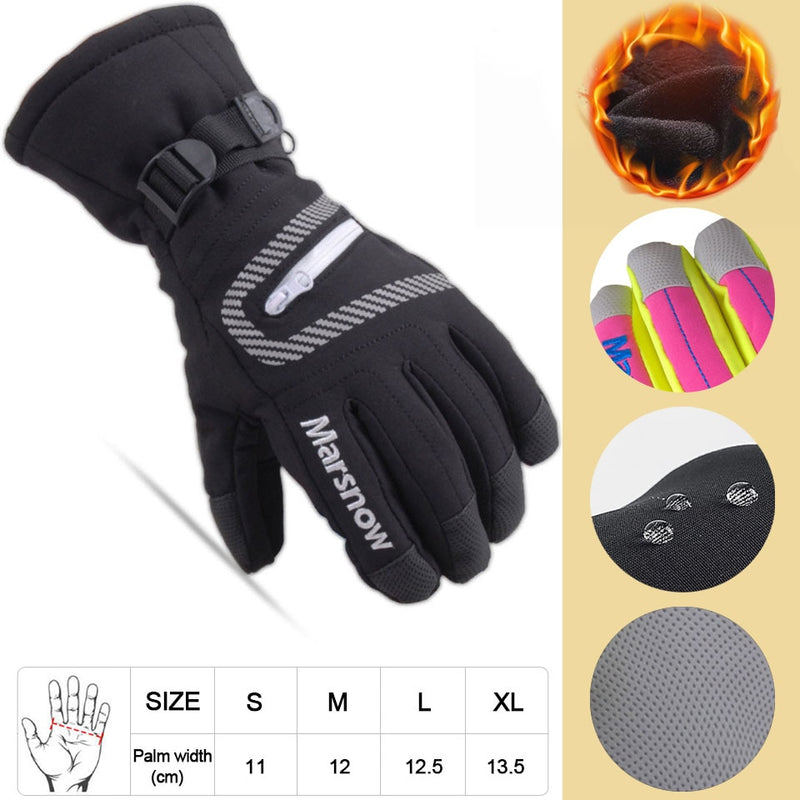 GOBYGO Men Women Children Ski Gloves Waterproof Warm Cycling Hockey Gloves Winter Sports Skiing Snowboard Gloves