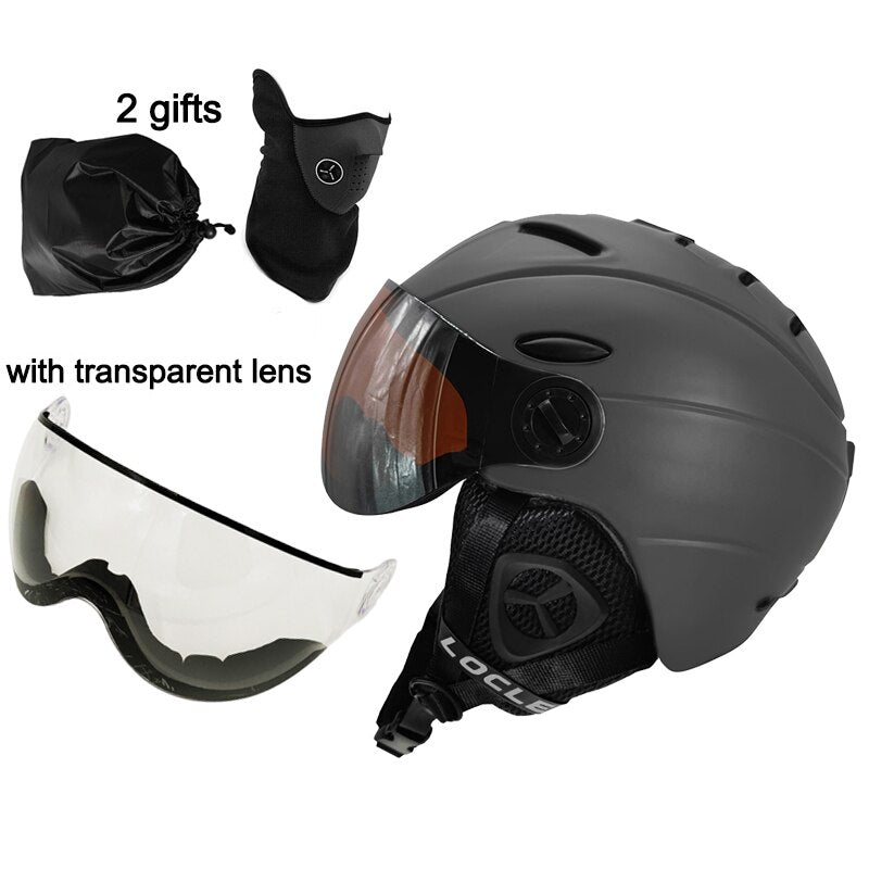 LOCLE CE-Zertifizierung Brille Skihelm In-Mold-Skihelm mit Brille Snowboard-/Skateboardhelm 5 Farben M/L/XL