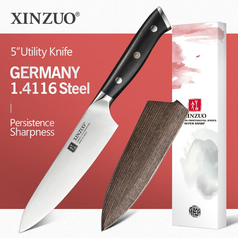 XINZUO 5 "pulgadas cuchillo de utilidad alemán 1,4116 acero mejor cuchillo de cocina nuevo Parer cuchillo de fruta con mango de ébano accesorios de cocina