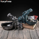 YuryFvna Hippo Statue Resin Hippopotamus Figurine Sculpture Sundries Key Candy Container Home Table Office Decoration Gift