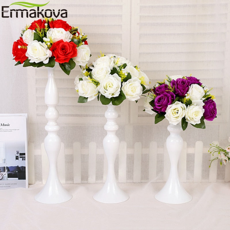 ERMAKOVA Candle Holders Stand Column Candlestick Event Road Lead Flower Vase Rack Table Wedding Centerpieces Party Dinner Decor