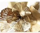Modern Wrought Iron 3D Gold Flower Wall Mural Decoration Home Livingroom Wall Hanging Crafts Hotel Porch Wall Sticker Ornaments