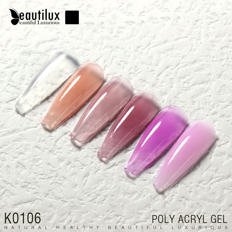 Beautilux Poly Acryl Gel Kit 15gx6pcs Quick Extension Nail Enhancement Semi Permanent French Nails Art DIY Building Manicure Set