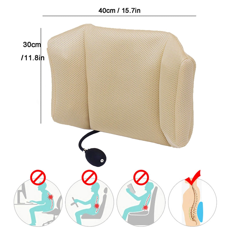 Tcare Portable Inflatable Lumbar Support Massage Pillows - Orthopedic Design for Back Pain Relief - Lumbar Support Pillow Unisex