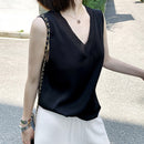 Women's Black Blouses Summer Elegant Tunic Vintage Office Satin Silk Blouse Basic Chiffon Tops Shirt 2022 For Women