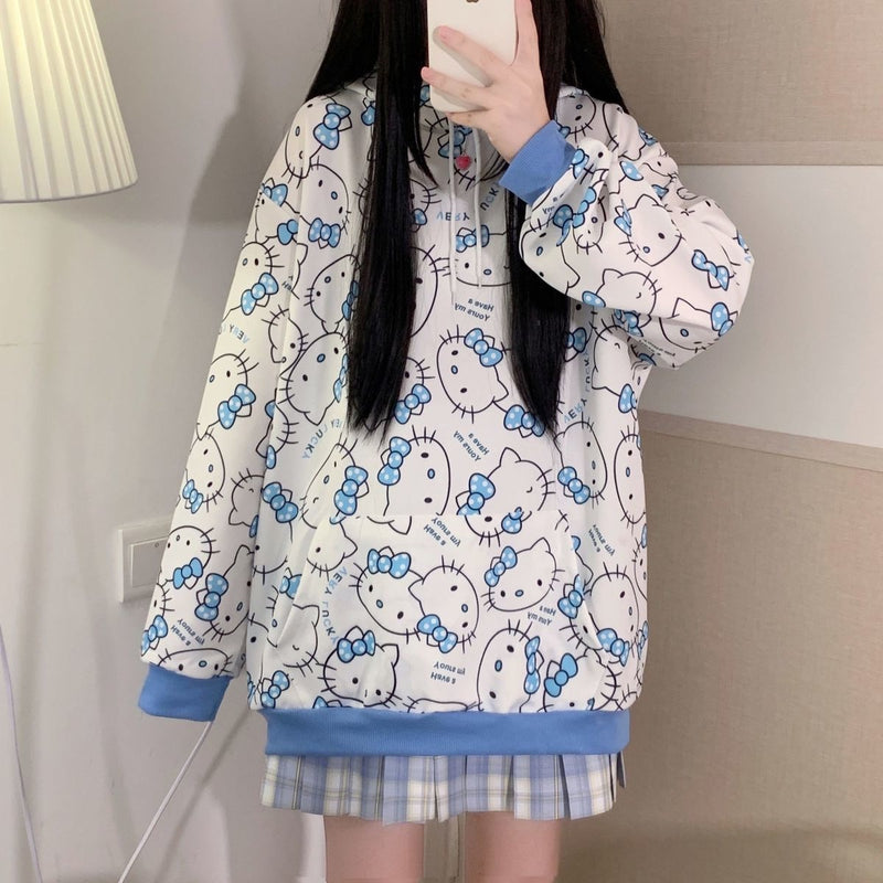 Cute Cartoon Sweatshirt Female Harajuku Streetwear Funny Zipper Hoodies Women Anime Teens Pullover Oversized Tops Vintage Hoodie
