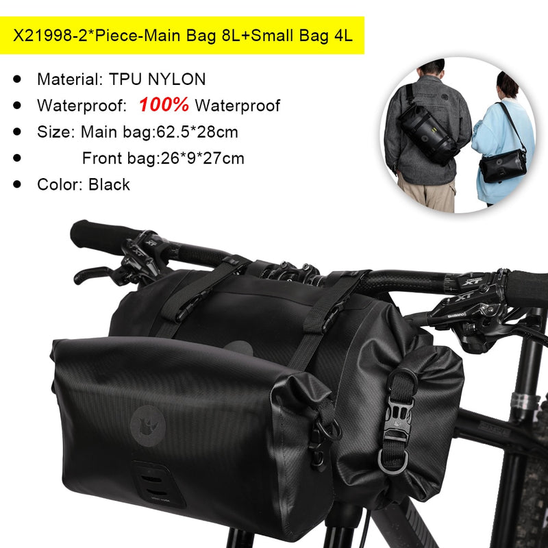 Bolsa de bicicleta Rhinowalk impermeable de gran capacidad bolsa de manillar 1 o 2 piezas bolsa de ciclismo de tubo delantero marco MTB accesorios de bicicleta