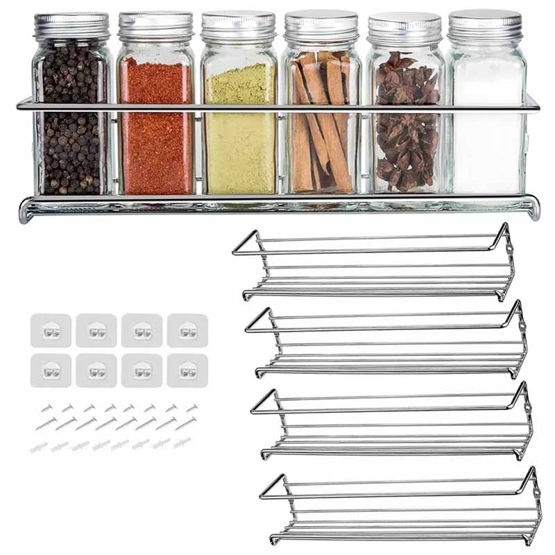 Wall Mount Spice Rack Organizer for Cabinet Spice Shelf  Seasoning Organizer Pantry Door Organizer Spice Storage