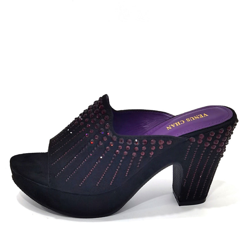 Italian Designer Women Shoes Chunky Sandals Platform Shoes Wedding Dress Pumps High Heel Bling Bling Female Square Heel Mules