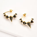 Andywen 100% 925 Sterling Silver Black Enamel Black Zircon Long Spike Hoops Piercing Ohrringe Pendant Women Luxury CZ Jewelry