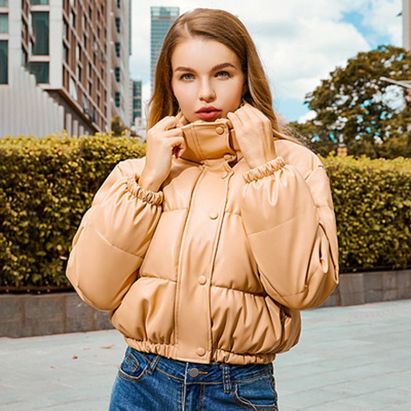 Abrigos de piel sintética gruesos y cálidos para invierno, Parkas cortas para mujer, chaqueta acolchada de algodón negro a la moda para mujer, ropa elegante con cremallera 2022