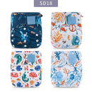 Elinfant Gray Mesh Cloth 4pcs Eco-friendly Diaper Washable Cloth Diaper Adjustable Baby Nappy Reusable pocket Diapers