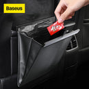 Baseus, organizador trasero para asiento de coche, bolsa de almacenamiento de basura de cuero PU, bolsa colgante multibolsillo para asiento trasero de coche, accesorios organizadores para coche