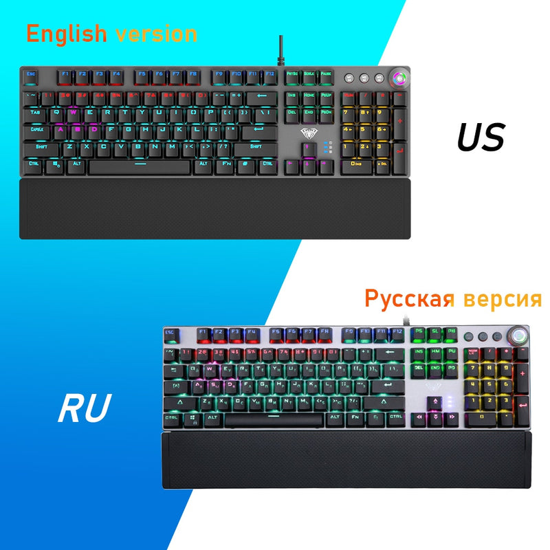 AULA F2088 Mechanical Gaming Keyboard Anti-ghosting 104 brown Switch blue Wired Mixed Backlit Keyborad for Game Laptop PC