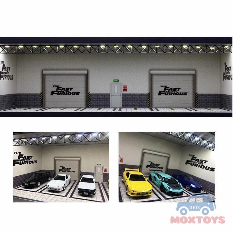 GEECHAN 1:64 Diorama Display Cabinet Bright Model Carport JDM Nissan LBWK  MPOWER LAMBO USB LED lights Finished