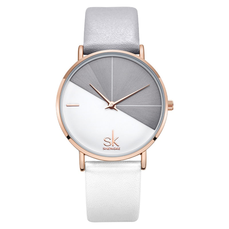 SK Luxus Lederuhren Frauen Kreative Mode Quarzuhren Für Reloj Mujer 2019 Damen Armbanduhr SHENGKE relogio feminino