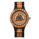 Handmade BOBO BIRD Wooden Watches Man Women Runic Circle Watch with Golden Helm of Awe Vegvisir Quartz Wristwatch Male