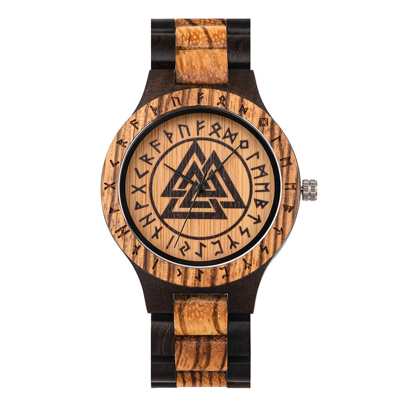 Handmade BOBO BIRD Wooden Watches Man Women Runic Circle Watch with Golden Helm of Awe Vegvisir Quartz Wristwatch Male