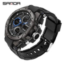 SANDA Brand Men's Watch Military Outdoor Sports Waterproof Watches Dual Display Quartz LED Digital Clock Relogio Masculino