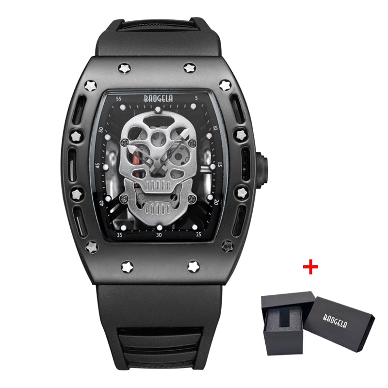 BAOGELA New Arrival Style Pirate Skull Quartz Men Watches Military Silicone Brand Mens Sports Watch Waterproof Relogio Masculino