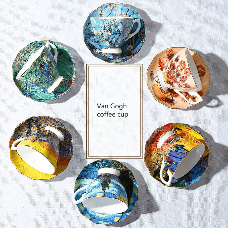 The New Van Gogh Art Painting Coffee Mugs The Starry Night Sunflowers The Sower Irises Saint-Remy Coffee Tea Cups