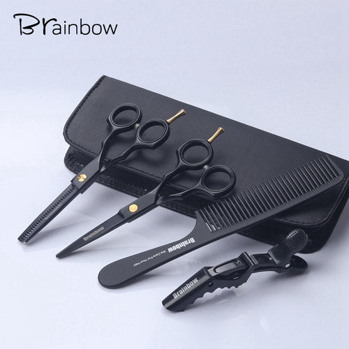 Brainbow 5,5 'Professionelle schwarze Japan-Haarschere zum Schneiden von Effilierfriseur-Friseurscheren Salon-Haarschnitt-Styling-Werkzeugen