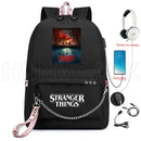 New Stranger Things backpack HELLFIRE Multifunction USB Charging Travel Canvas Student Backpack For Teens Boys Girls School Bag