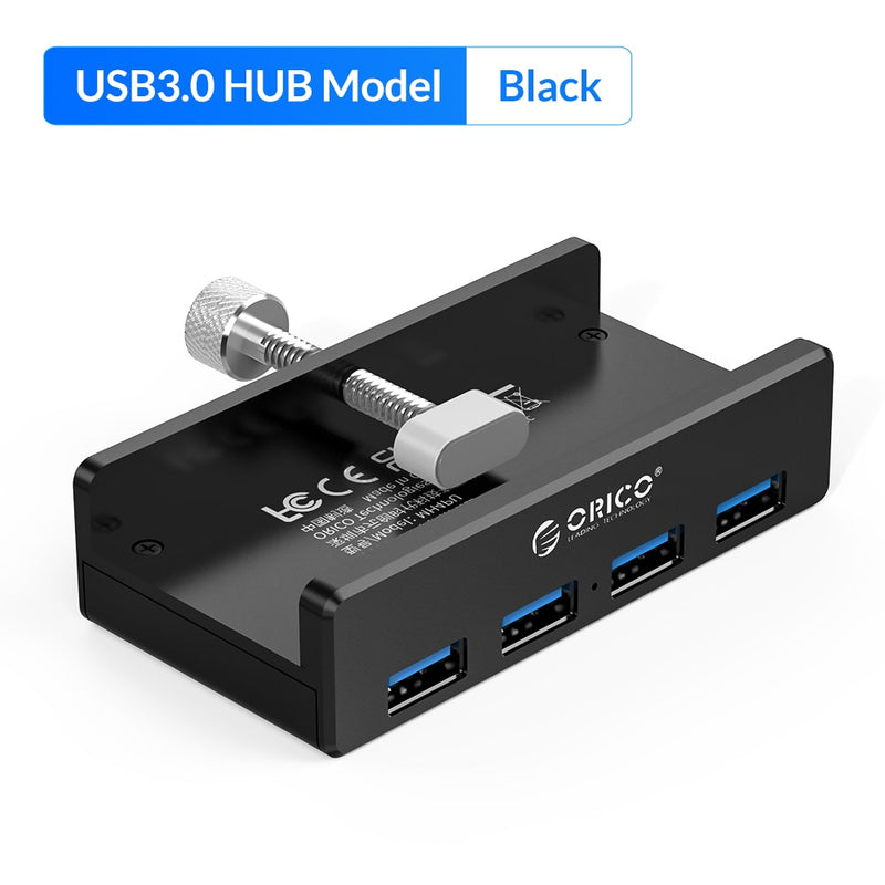 ORICO MH4PU Aluminum 4 Ports USB 3.0 Clip-type HUB For Desktop Laptop Clip Range 10-32mm With 150cm Date Cable - Silver