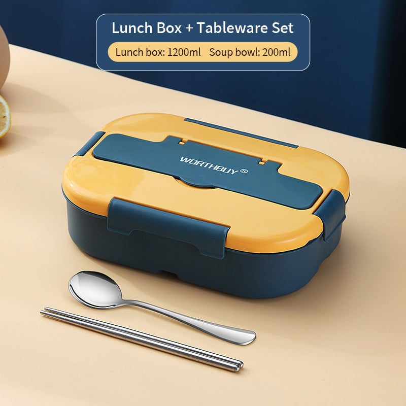 WORTHBUY Mikrowellen-Lunchbox für Kinder Schule Kunststoff-Lebensmittelbehälter Auslaufsichere Bento-Lunchbox mit Fach Lunchbehälter