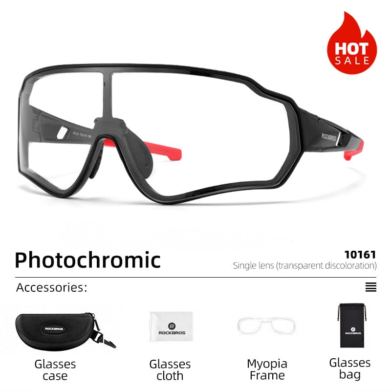 ROCKBROS Photochromic Cycling Glasses Bike Bicycle Glasses Sports Men&