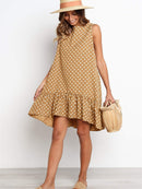Lossky Women Summer Dress Polka Dot Chiffon Sleeveless Beach Mini Casual Yellow Sundress 2022 Fashion Dress For Women
