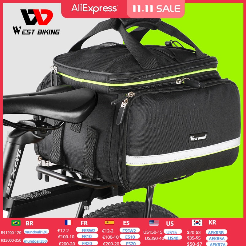 Bolsa impermeable para sillín de bicicleta, reflectante, 20L, gran capacidad, trasera, 3 en 1, bolsa para maletero, portaequipajes de montaña y carretera, bolsas para bicicleta