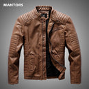 Men 2022 Winter Casual Motorcycle Fleece Leather Jacket Men Autumn Brand Biker PU Leather Jacket Coat Slim Overcoats Mens M-5XL
