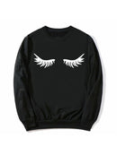 Modisches Wimpern-Frauen-Weiß-Sweatshirt Make-up-Wimpern-Wimperntusche-lustiges Tumblr-weibliches bequemes grafisches ästhetisches Spitzen-Sudaderas