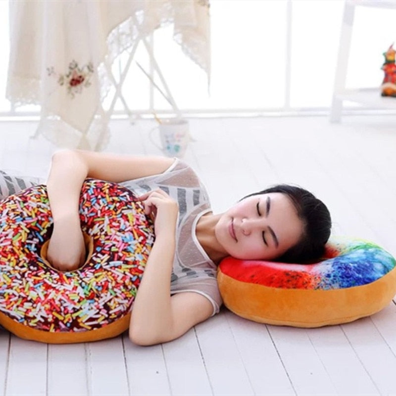 40cm Funny Chocolate Donut Sofa Seat Cushion Christmas Donuts Pillow Xmas Kid Present Toy PP Cotton Filling Hand Rests Car Mats