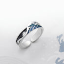 Thaya Flying Bird Wave Ring s925 Silver Blue Drop Oil 3D Wave Couple Rings for Women Elegant Irish Fine Jewelry Lovers&