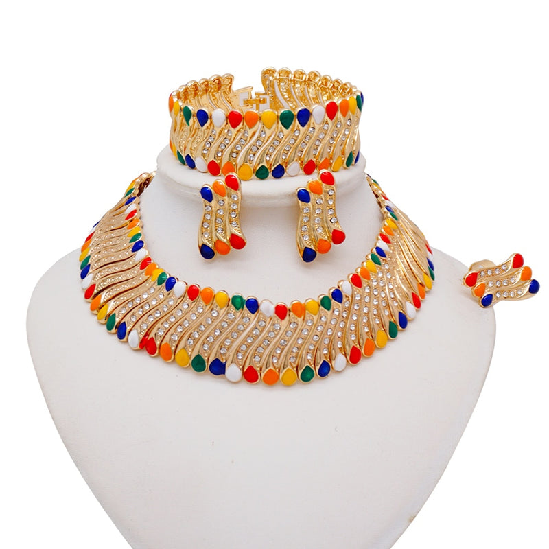 Dubai Jewelry Sets Gold Color Necklace &amp; Earring Set For Women African France Wedding Party Jewelery Ethiopia Bridal Gifts