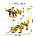 Traditional Ninja Kendo Training Set Golden Flying Fighting Dragon Red Green Blue DIY Building Blocks Toys for Kids Boys Gift