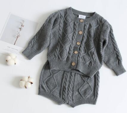 0-4 Yrs Girls Boys Suit Fall Baby Boys Girls Clothing Sets Winter knitting Pullover Sweater+Pants Infant Boys Knit Tracksuits