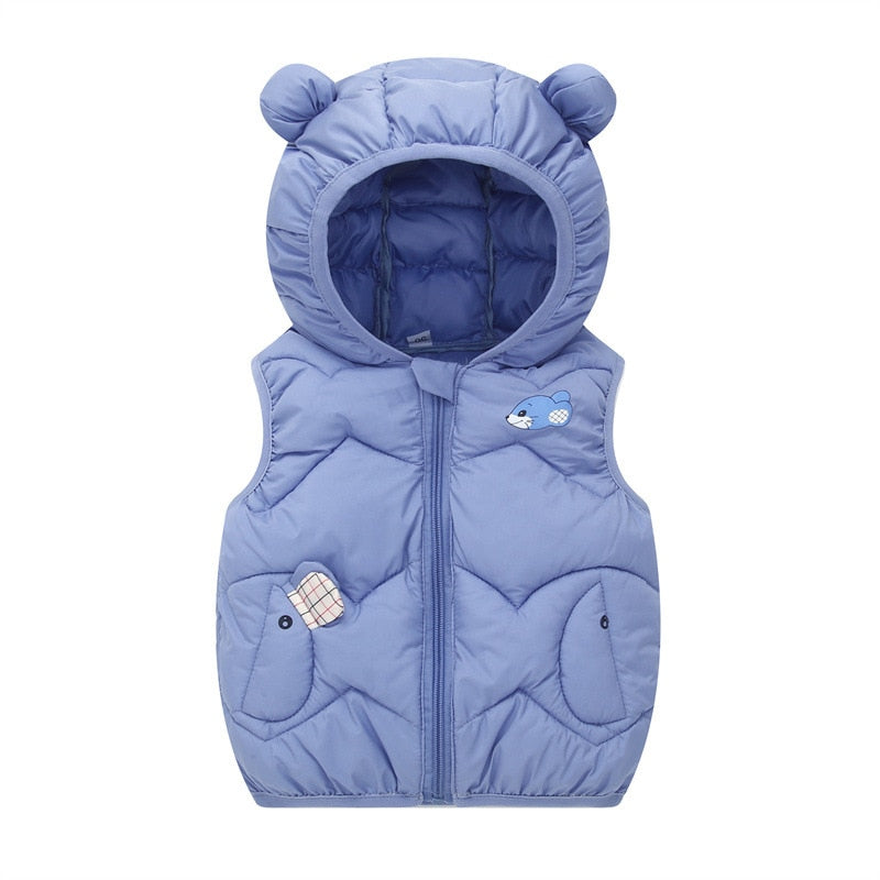 Children Warm Down Vest Autumn Baby Boys Girls Thicken Waistcoat Kids Outerwear Vests Children High Quality Hooded Jackets Vest