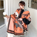Luxus Winter Kaschmir Schal Frauen 2022 Design Warme Pashmina Decke Pferd Schals Weibliche Schal Wraps Dicken Foulard Bufanda