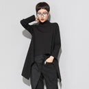 XITAO Vintage Schwarz Rollkragen T Shirt Frauen Kawaii Casual Langarm Unregelmäßige Tops Koreanische Kleidung Neue ZLL1177