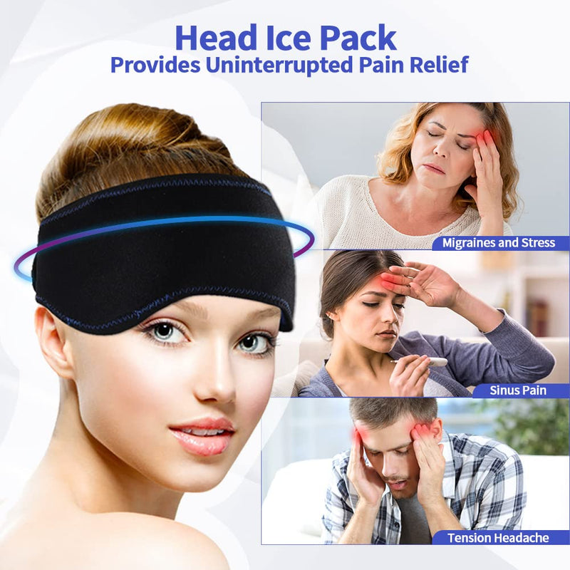 Reusable Head Ice Pack for Migraine Relief Gel Wrap Hot Cold Compression Therapy for Toothaches Inflammation Stress Pain Reliver