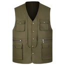 2021 Men Multi-Pocket Classic Waistcoat Male Sleeveless Unloading Solid Coat Work Vest Photographer Tactical Mesh Vest Jacket