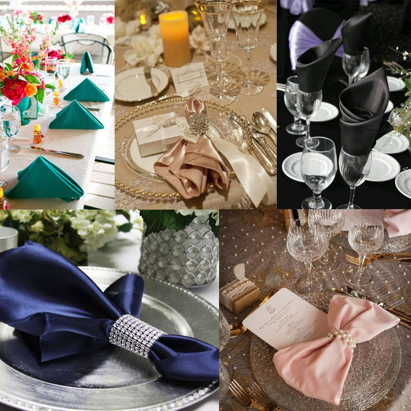 50 unids/lote de servilletas de 30cm, pañuelo cuadrado de tela satinada, servilleta de mesa para cena, decoración de boda, fiesta, evento, suministros para el hogar