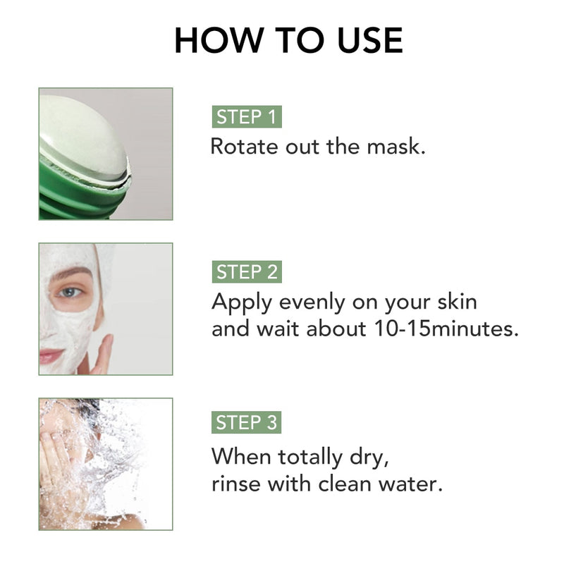 Máscara de té verde Control de aceite de barra Berenjena Acné Máscara de limpieza profunda Cuidado de la piel Hidratante Eliminar Espinillas Cuidado de la piel Belleza