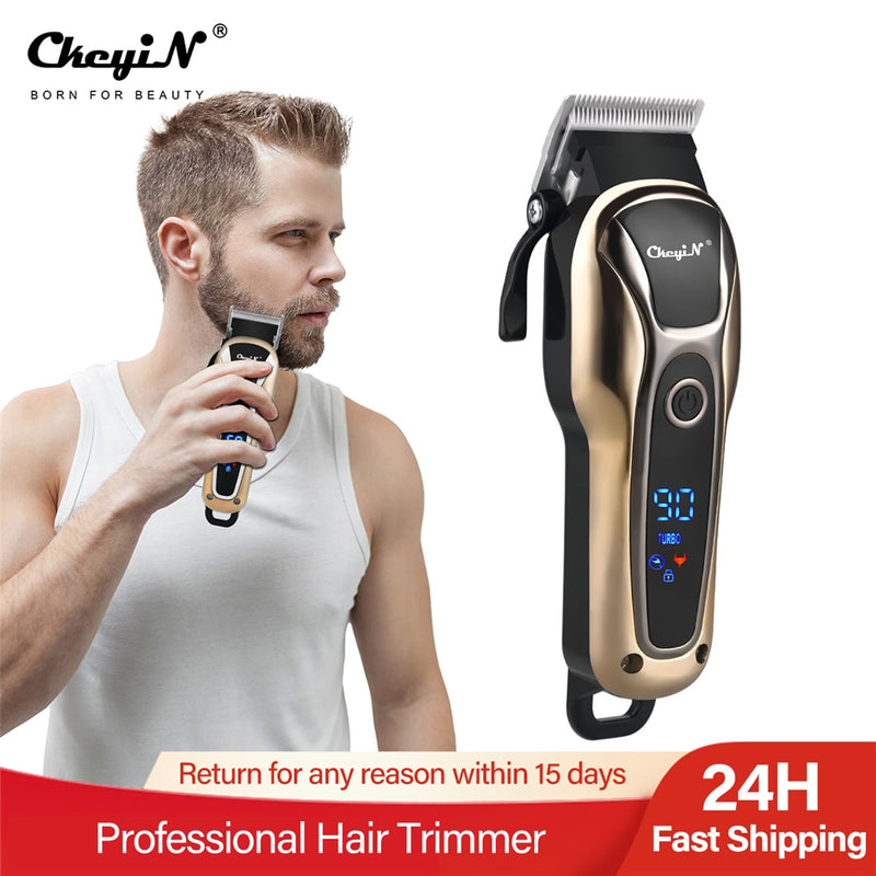 Professional Hair Trimmer Electric Hair Clipper LED Display Hair Cutting Machine Cord Cordless Dual Use Barber Razor Hairdresser